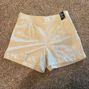 NWT New York and Company cream with white polkadot shorts